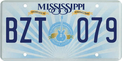 MS license plate BZT079