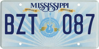 MS license plate BZT087