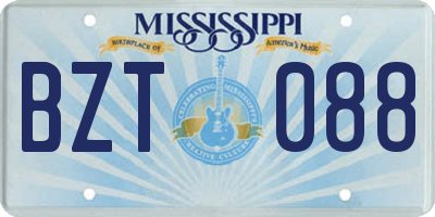 MS license plate BZT088