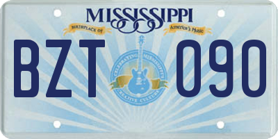 MS license plate BZT090