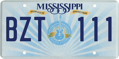 MS license plate BZT111