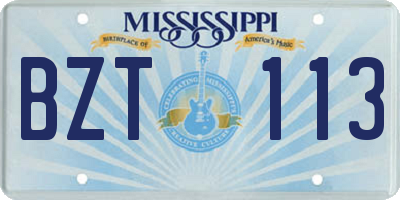 MS license plate BZT113