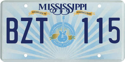 MS license plate BZT115