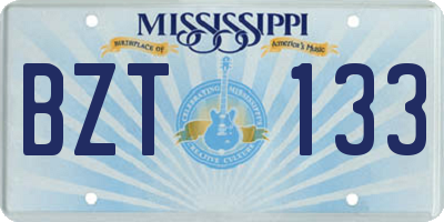 MS license plate BZT133