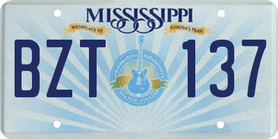 MS license plate BZT137