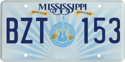 MS license plate BZT153