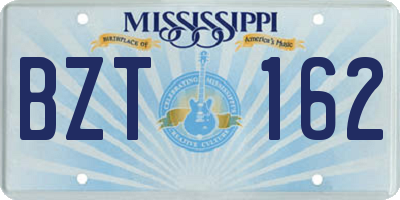 MS license plate BZT162