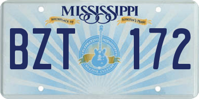 MS license plate BZT172