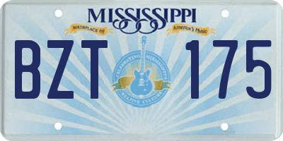 MS license plate BZT175