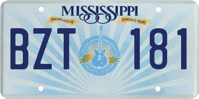 MS license plate BZT181