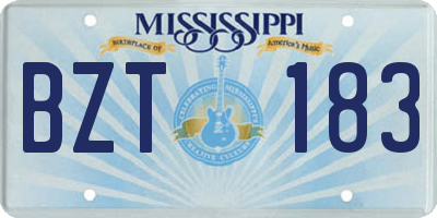 MS license plate BZT183