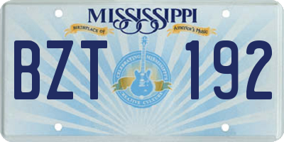 MS license plate BZT192