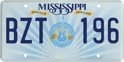 MS license plate BZT196