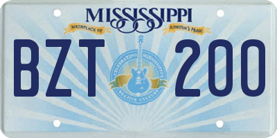 MS license plate BZT200
