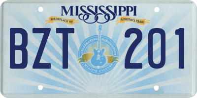 MS license plate BZT201