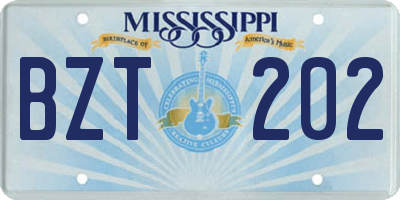 MS license plate BZT202