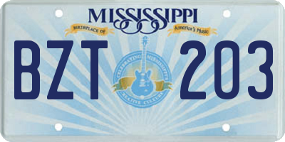 MS license plate BZT203