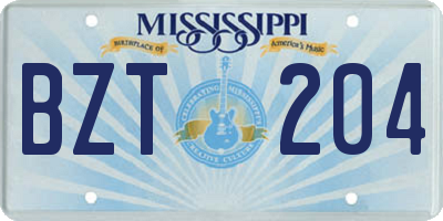 MS license plate BZT204
