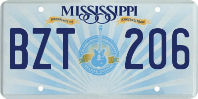MS license plate BZT206