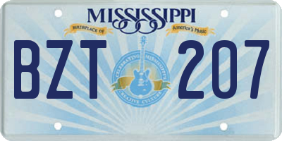 MS license plate BZT207