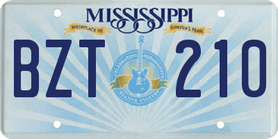 MS license plate BZT210