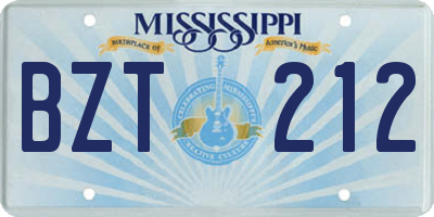 MS license plate BZT212
