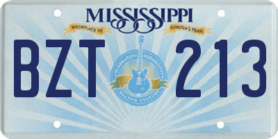 MS license plate BZT213
