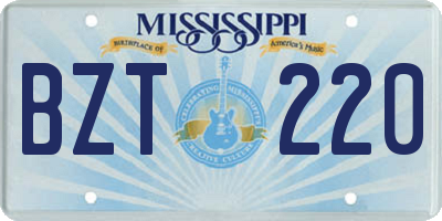 MS license plate BZT220