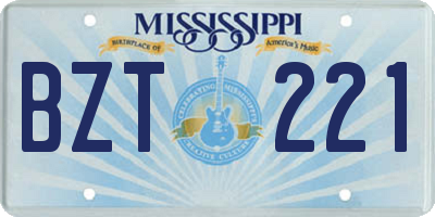 MS license plate BZT221