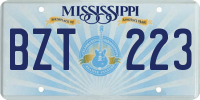 MS license plate BZT223