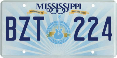 MS license plate BZT224
