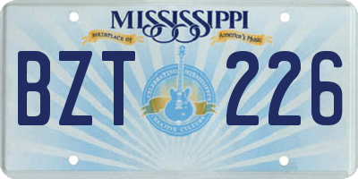 MS license plate BZT226