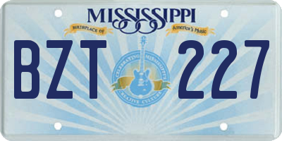 MS license plate BZT227