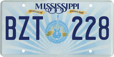 MS license plate BZT228
