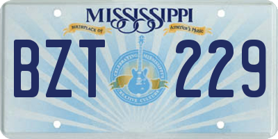 MS license plate BZT229