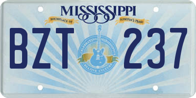 MS license plate BZT237