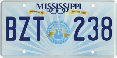 MS license plate BZT238