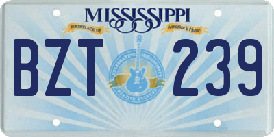 MS license plate BZT239