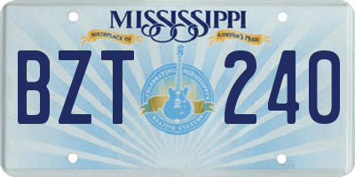 MS license plate BZT240