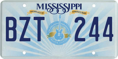 MS license plate BZT244