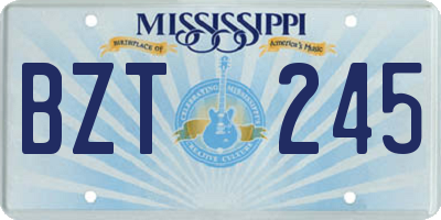 MS license plate BZT245
