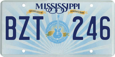 MS license plate BZT246