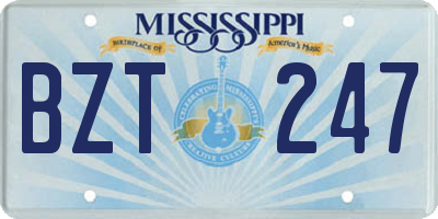 MS license plate BZT247