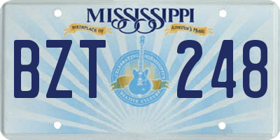 MS license plate BZT248