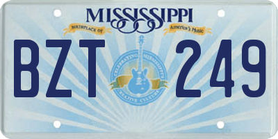 MS license plate BZT249
