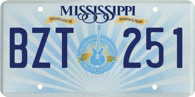 MS license plate BZT251