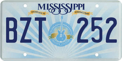 MS license plate BZT252
