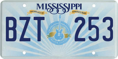 MS license plate BZT253