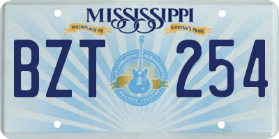 MS license plate BZT254