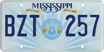 MS license plate BZT257